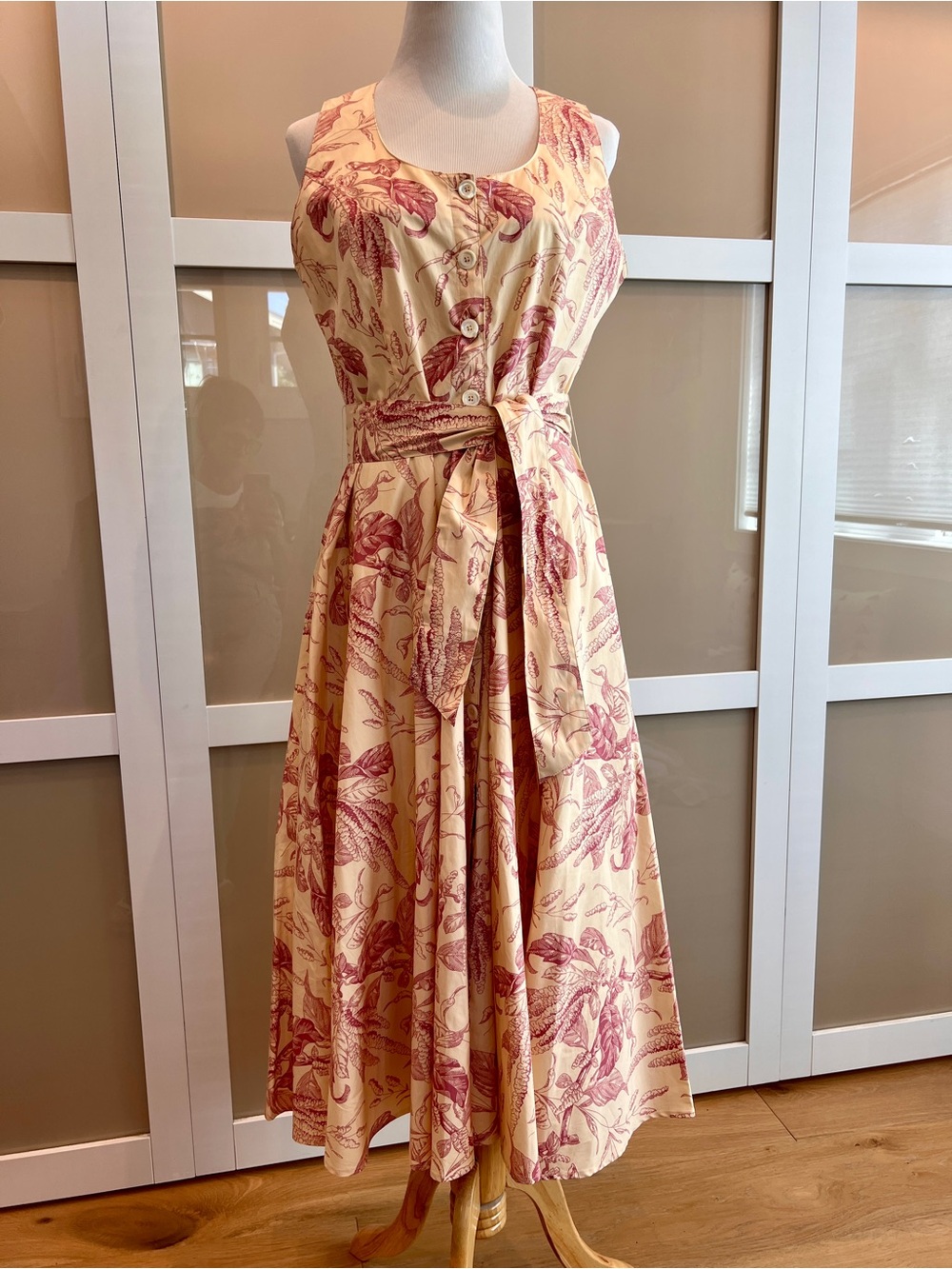 NWOT Botanical Cotton Toile Midi-dress